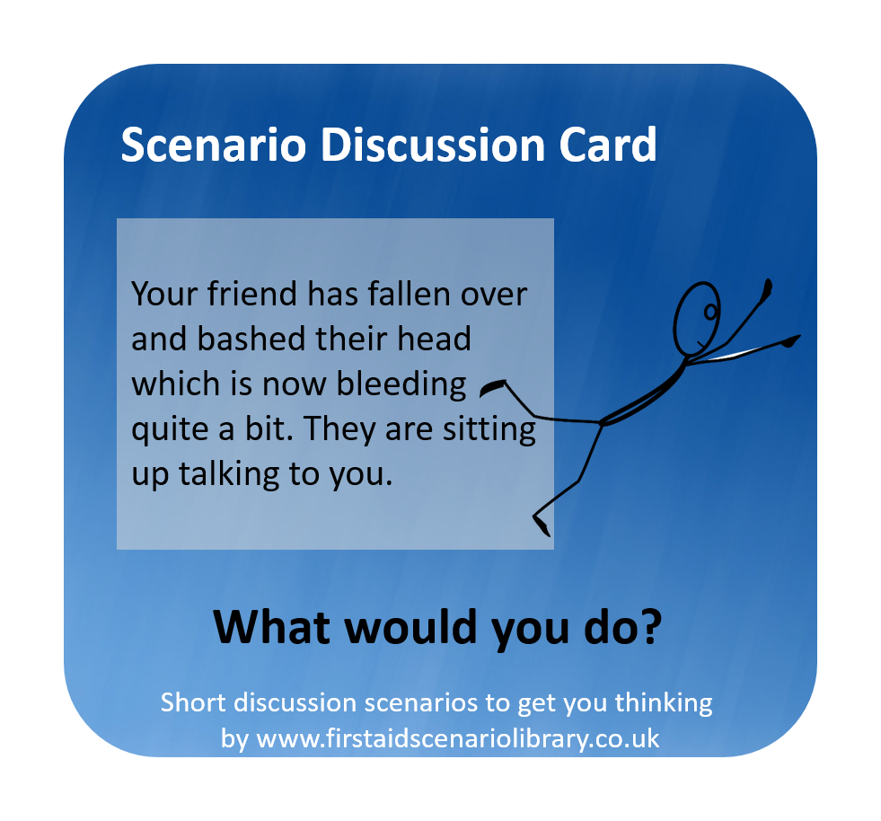 Head injury first aid scenario card