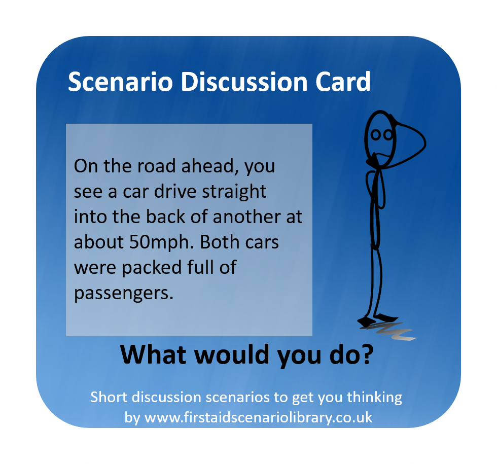 Car crash first aid scenario card